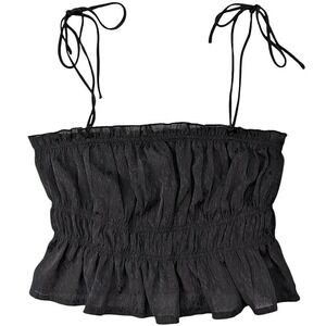 Princess Polly Crop Top Womens 6 Black Coquette Whimsigoth Fairy Grunge Cosplay